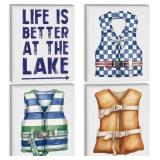 BUCHERRY LAKE HOUSE CANVAS WALL ART SET OF 4 VINTA