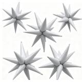 WHITE STAR BALLOONS 60PCS LARGE SPIKE BALLOON WHIT