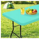 RECTANGLE TABLE CLOTH COVER 4 FOOT AQUA ELASTIC FI