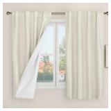 IVORY 100% BLACKOUT LINEN CURTAINS 48 INCHES LONG,