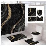 4PCS LUXURY MARBLE SHOWER CURTAIN SETS, BATHROOM S