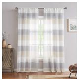 CENTRAL PARK GRAY TAN STRIPE SHEER COLOR BLOCK WIN