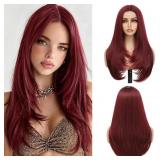 BURGUNDY WIGS FOR WOMEN 26 INCH LONG LAYERED WIG M