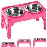 HUBULK ELEVATED DOG BOWLS WITH 2 STAINLESS STEEL D