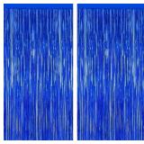 ZATAYE 2 PACK DARK BLUE FOIL CURTAIN BACKDROP BIRT