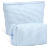 GILPROP 2 PCS WAFFLE MAKEUP BAG LIGHT BLUE WAFFLE