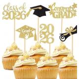 60 PCS 2026 GRADUATION CUPCAKE TOPPERS,GLITTER CLA