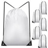 IKAYAS 6 PCS DRAWSTRING BAGS BULK WHITE DRAWSTRING