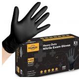 DISPOSABLE NITRILE EXAM GLOVES - 6-MIL, BLACK, HEA