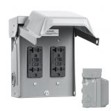 OUTDOOR ELECTRICAL OUTLET BOX, DUAL 20 AMP WRTR GF
