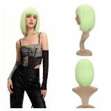 12 INCH LADY SHORT STRAIGHT FLAT BANGS BOB WIG, LI