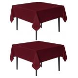 SANCUA SQUARE TABLECLOTHS 54X54 INCH BURGUNDY FABR