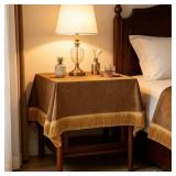 F-CHU LUXURY CAMEL VELVET NIGHTSTAND COVER WITH GO
