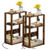 YUFAM 3-TIER NARROW BEDSIDE TABLE SET 2 FOR SMALL