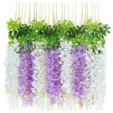 BLEUM CADE 36PCS WHITE & PURPLE FAKE WISTERIA HANG