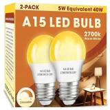 A15 LED LIGHT BULB 2 PACK, DIMMABLE 5W 2700K TABLE