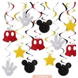 BEISHIDA 16 PCS BLACK AND RED HANGING SWIRL DECORA