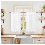 YOUNGSTEX WHITE LINEN KITCHEN WINDOW CURTAINS 36 I