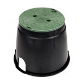 10 IN. ROUND VALVE BOX AND COVER, BLACK BOX, GREEN