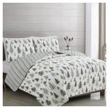 3-PIECE GREEN REVERSIBLE FOREST THEMED FULL/QUEEN