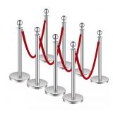 $108 STANCHIONS AND VELVET ROPES 8PCS, HOLLOW BASE