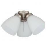 3-LIGHT BRUSHED NICKEL CEILING FAN SHADES LED LIGH