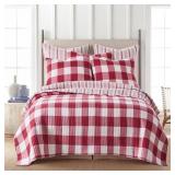 $116 CAMDEN RED 3-PIECE PLAID COTTON KING / CAL KI