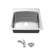 $186 25 IN. DROP-IN SINGLE BOWL 20 GAUGE STAINLESS