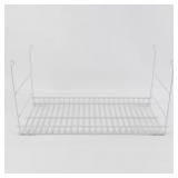1 LOT OF 1-18IN HANGING SHELF/ 2-BROOM AND MOP HOL