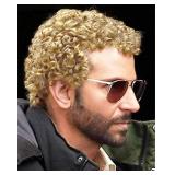 SWIKING MENS CURLY AFRO WIGS LIGHT BLONDE SHORT WI