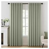 ANRODUO SAGE GREEN BACK TAB BLACKOUT CURTAINS 84 I