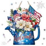 JUEXICA 4TH OF JULY DOOR HANGER PATRIOTIC WOODEN H