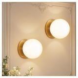 2 PACK WALL SCONCES, MODERN GLOBE SCONCES IN AGED