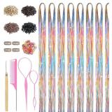 RAINBOW HAIR TINSEL, 8 PCS FAIRY HAIR TINSEL KIT F