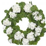 BRIFUL 19.6-INCH GERANIUMS WREATH WITH LUSH GREENE