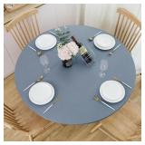 NLMUVW BLUE ROUND VINYL TABLECLOTH, OUTDOOR PVC TA