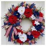 DAIFUNLI RED WHITE AND BLUE WREATHS FOR FRONT DOOR