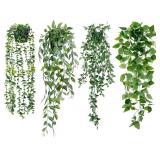 SGGVECSY FAKE HANGING PLANTS 4 PACK ARTIFICIAL HAN