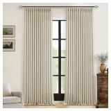 TWODRAPES 90 INCH BEIGE FLAX LINEN CURTAINS PINCH