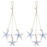 CREATCABIN 2PCS STARFISH WALL HANGINGS DECOR WOODE