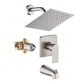 TUB SHOWER FAUCET SET WITH HEAD & SPOUT BRUSH