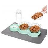 WRINGKIT TRIPLE CATS BOWLS, CAT FOOD WATER BOWL WI