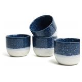 4 OZ CERAMIC ESPRESSO CUPS SET OF 4, BLUE & WHITE
