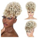 AFRO PUFF DRAWSTRING PONYTAIL WITH BANGS HONEY BLO
