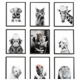 TWNSLLA FUNNY BATHROOM WALL ART SET OF 9 - BLACK A
