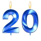 BIG 2.76 INCH BLUE 20 BIRTHDAY CANDLE 20TH BIRTHDA