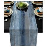BLUE GREY TABLE RUNNERS MODERN ART FARMHOUSE LINEN