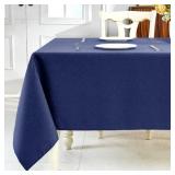 IVAPUPU TEXTURED LINEN RECTANGLE TABLE CLOTH, NAVY