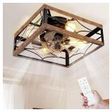 CAGED CEILING FAN WITH LIGHT AND REMOTE 16
