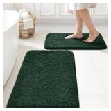 MIULEE DARK GREEN BATHROOM RUGS SET 2 PIECE SMALL